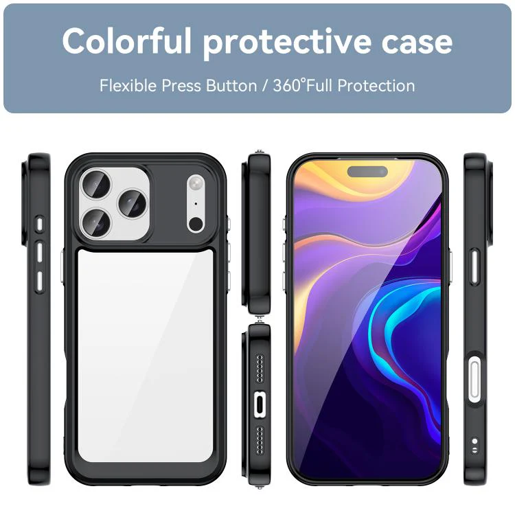 For iPhone 18 Pro Max Colorful Series Acrylic + TPU Phone Case(Black) - Image 2