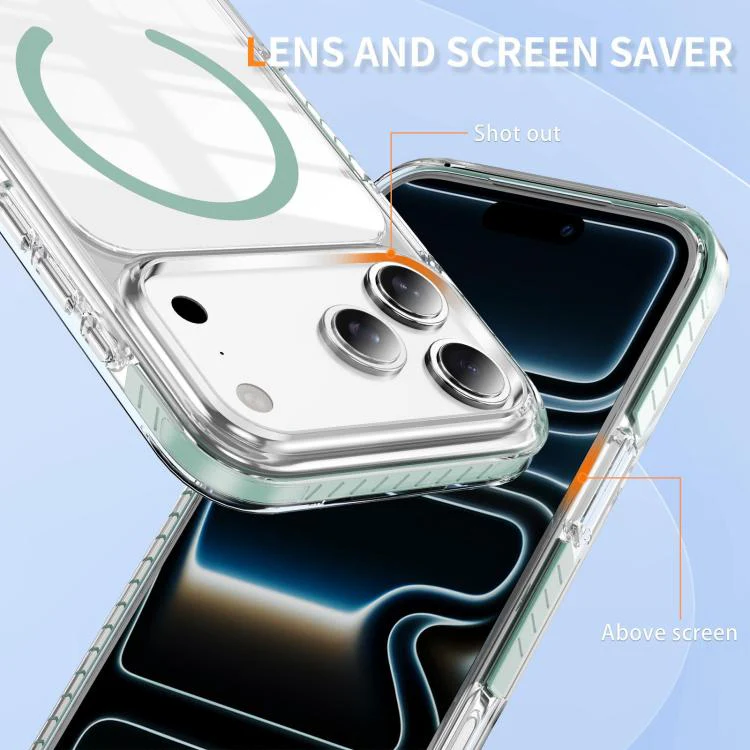 For iPhone 18 Pro Max Crystal Shield Clear Magnetic Acrylic Hybrid TPU Phone Case(Mint Green) - Image 7