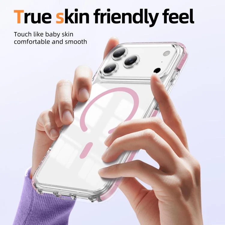 For iPhone 18 Pro Max Crystal Shield Clear Magnetic Acrylic Hybrid TPU Phone Case(Pink) - Image 3