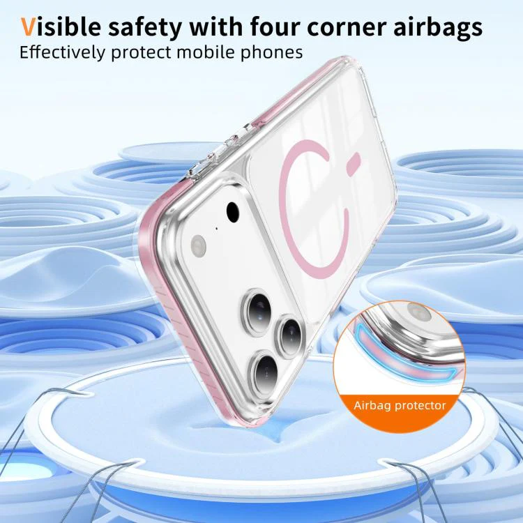 For iPhone 18 Pro Max Crystal Shield Clear Magnetic Acrylic Hybrid TPU Phone Case(Pink) - Image 6