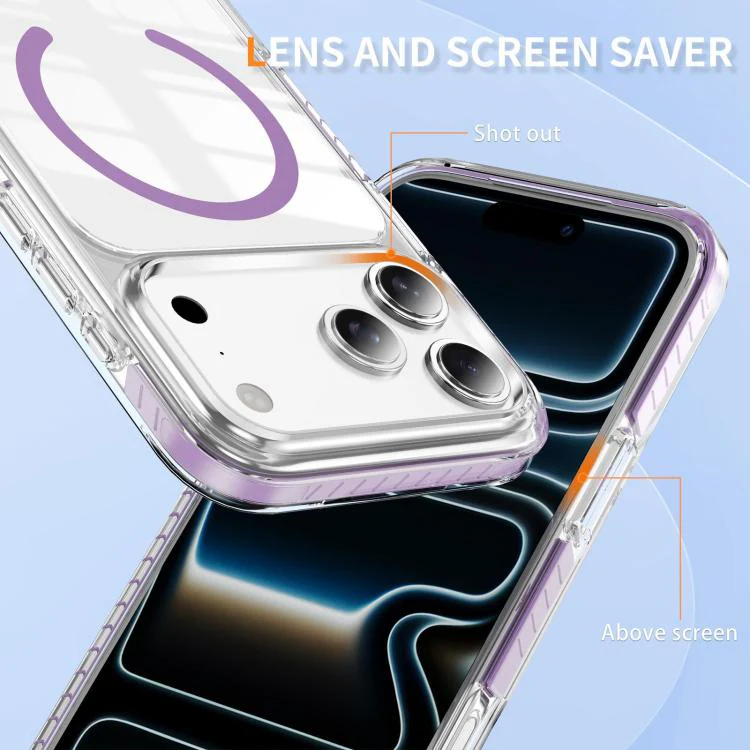 For iPhone 18 Pro Max Crystal Shield Clear Magnetic Acrylic Hybrid TPU Phone Case(Purple) - Image 7