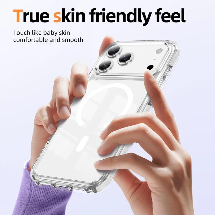 For iPhone 18 Pro Max Crystal Shield Clear Magnetic Acrylic Hybrid TPU Phone Case(White) - Image 3