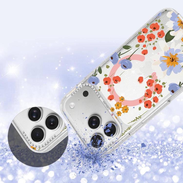 For iPhone 18 Pro Max Flower Pattern IMD Glitter Magnetic Phone Case(Cherry Blossom Bouquet) - Image 6