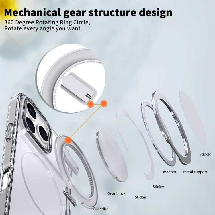 For iPhone 18 Pro Max Kalebol 360-degree Rotating MagSafe Magnetic Holder Phone Case(Transparent) - Image 6