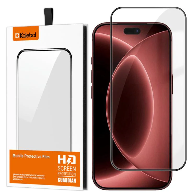 For iPhone 18 Pro Max Kalebol High-Aluminum Screen-Printed Full-Coverage Anti-Fingerprint Black-Bordered HD Tempered Glass Film - Image 2