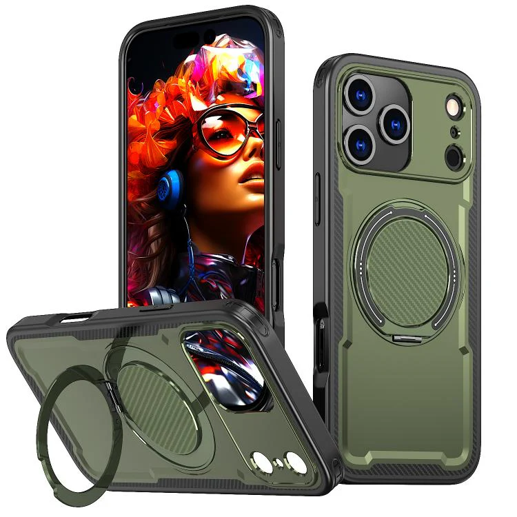 For iPhone 18 Pro Max kalebol Metal 360 Degree Rotation Holder MagSafe Phone Case(Green)