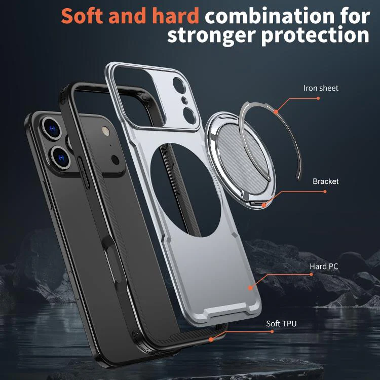 For iPhone 18 Pro Max kalebol Metal 360 Degree Rotation Holder MagSafe Phone Case(Grey) - Image 6