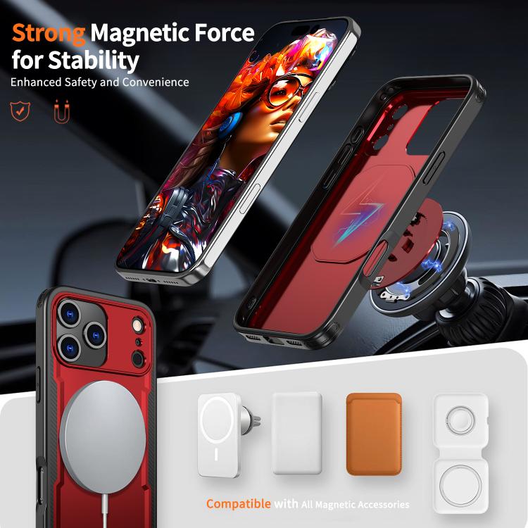 For iPhone 18 Pro Max kalebol Metal 360 Degree Rotation Holder MagSafe Phone Case(Red) - Image 2