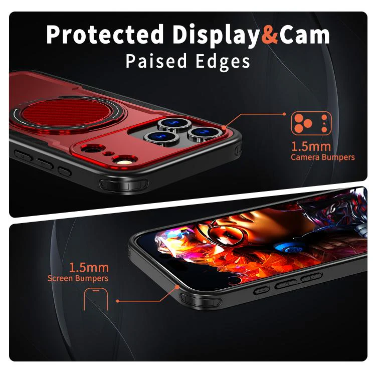 For iPhone 18 Pro Max kalebol Metal 360 Degree Rotation Holder MagSafe Phone Case(Red) - Image 4
