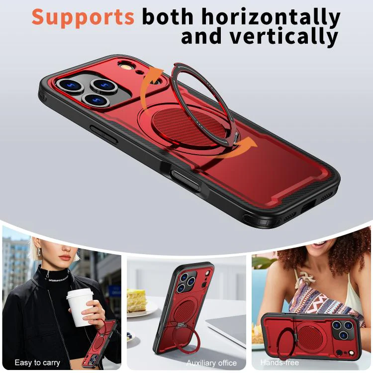 For iPhone 18 Pro Max kalebol Metal 360 Degree Rotation Holder MagSafe Phone Case(Red) - Image 5