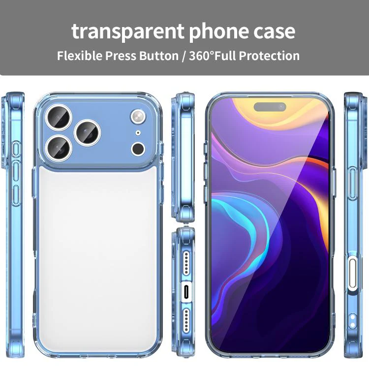 For iPhone 18 Pro Max PC Hybrid TPU Airbag Shockproof Phone Case(Transparent Blue) - Image 2