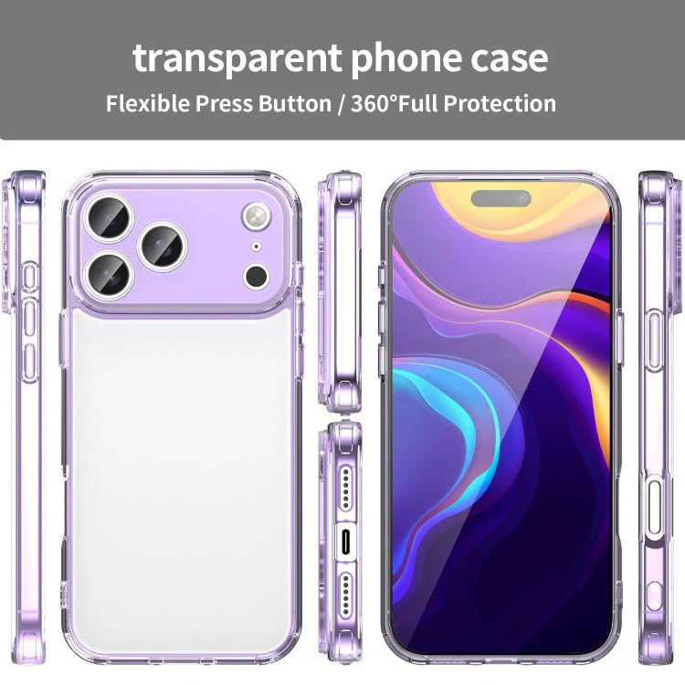 For iPhone 18 Pro Max PC Hybrid TPU Airbag Shockproof Phone Case(Transparent Purple) - Image 2