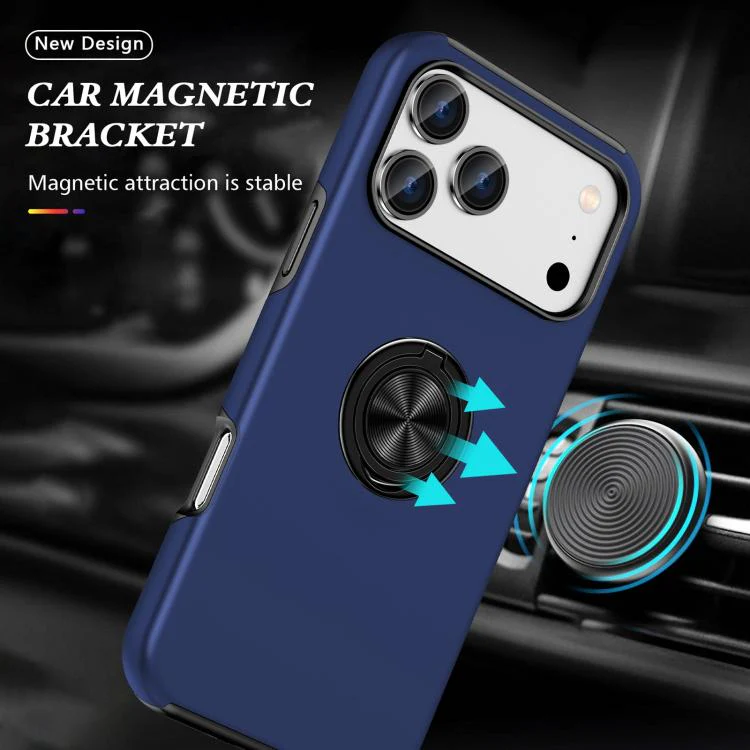 For iPhone 18 Pro Max PC + TPU Magnetic Phone Case with Invisible Ring Holder(Navy Blue) - Image 2