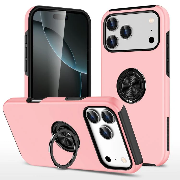 For iPhone 18 Pro Max PC + TPU Magnetic Phone Case with Invisible Ring Holder(Rose Gold)