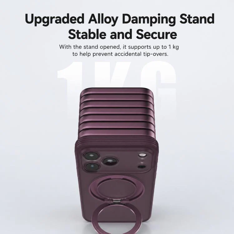For iPhone 18 Pro Max Textured Non-slip Shockproof Magnetic Phone Case with Holder(Purple) - Image 7