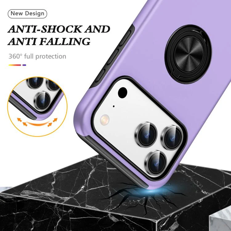 For iPhone 18 Pro PC + TPU Magnetic Phone Case with Invisible Ring Holder(Purple) - Image 3