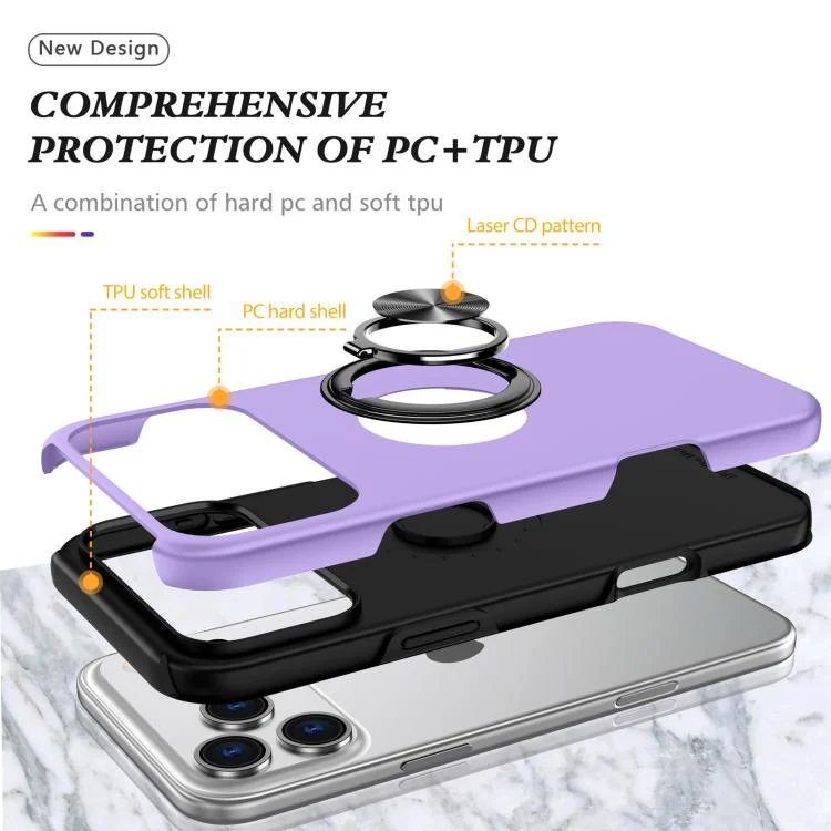 For iPhone 18 Pro PC + TPU Magnetic Phone Case with Invisible Ring Holder(Purple) - Image 4
