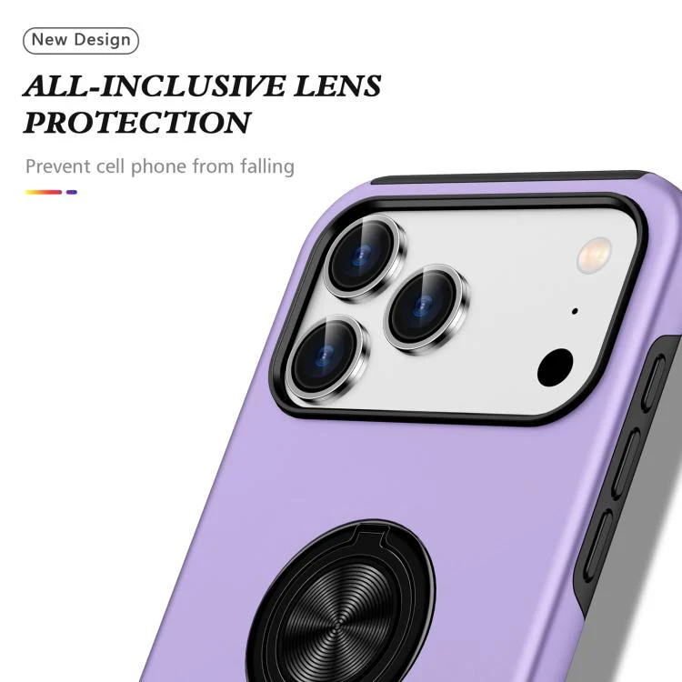For iPhone 18 Pro PC + TPU Magnetic Phone Case with Invisible Ring Holder(Purple) - Image 6