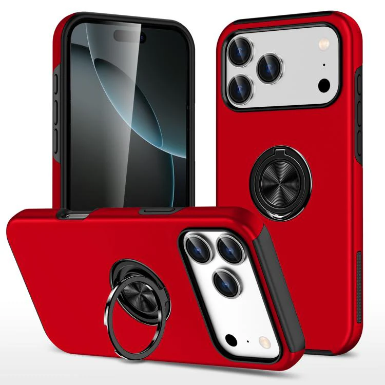 For iPhone 18 Pro PC + TPU Magnetic Phone Case with Invisible Ring Holder(Red)