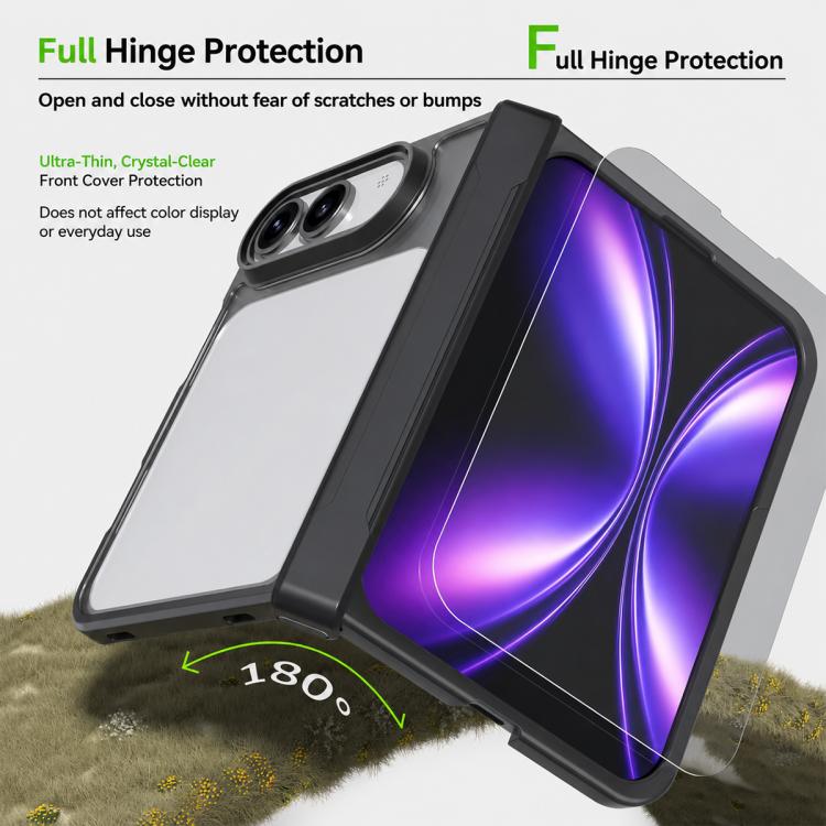 For iPhone Fold Armor Magnetic Holder PC Hybrid TPU Phone Case(Frosted Black) - Image 2