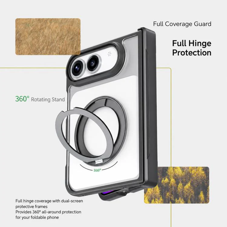 For iPhone Fold Armor Magnetic Holder PC Hybrid TPU Phone Case(Frosted Black) - Image 3