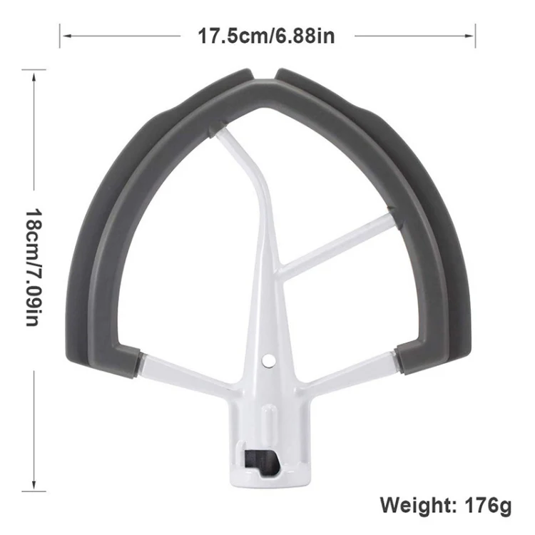 For KitchenAid 6QT Stand Mixer Flexible Edge Whisk Paddle(Silver Gray) - Image 3