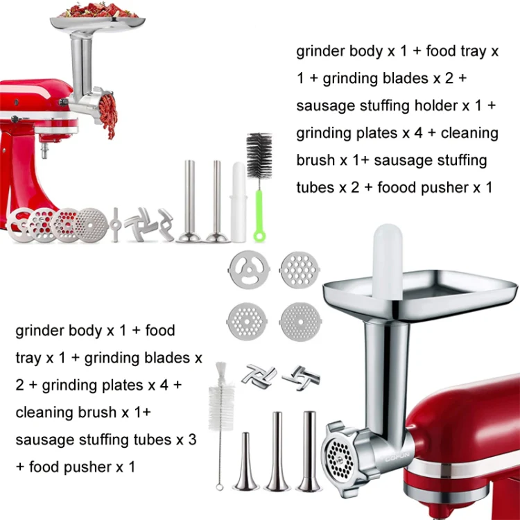 For KitchenAid Porking Enemy Accessories Dough Maker Grinder Meat Universal Set, Color: Silver Gray - Image 2