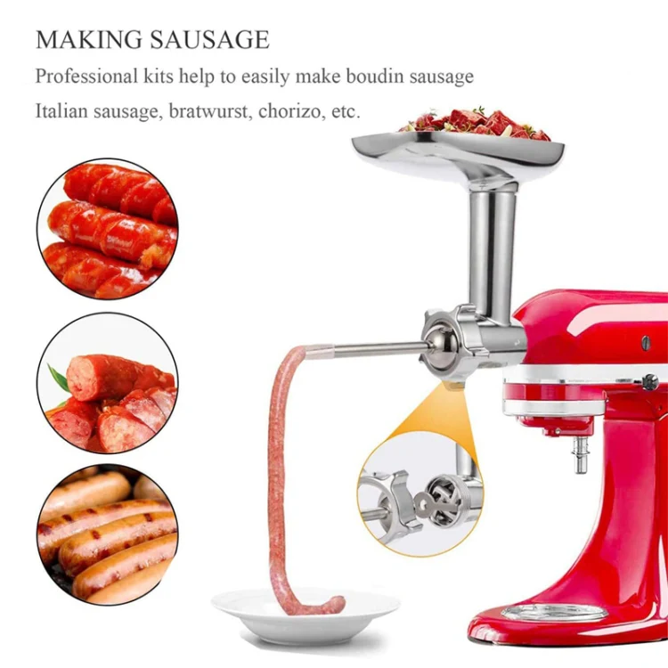 For KitchenAid Porking Enemy Accessories Dough Maker Grinder Meat Universal Set, Color: Silver Gray - Image 4