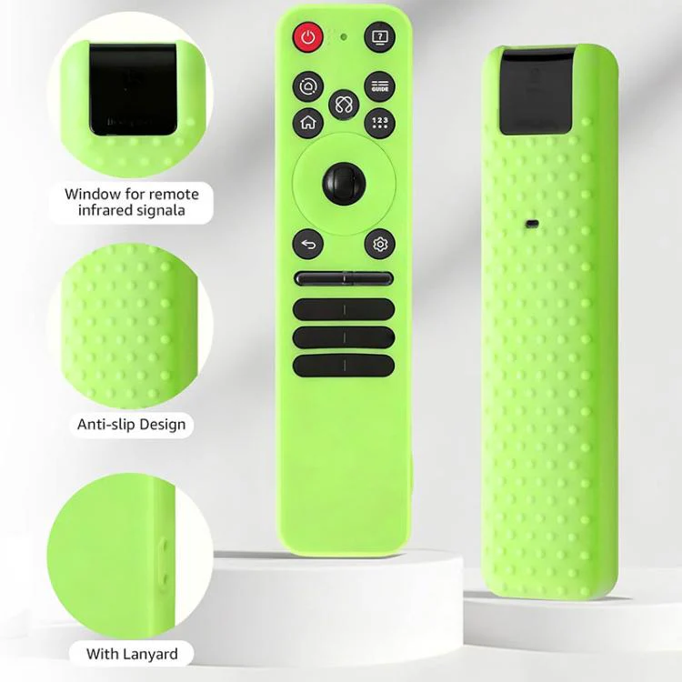For LG MR25GA Magic Remote XDcase 4pcs Soft Silicone Protective Case with Mini Strap(Luminous Green) - Image 4