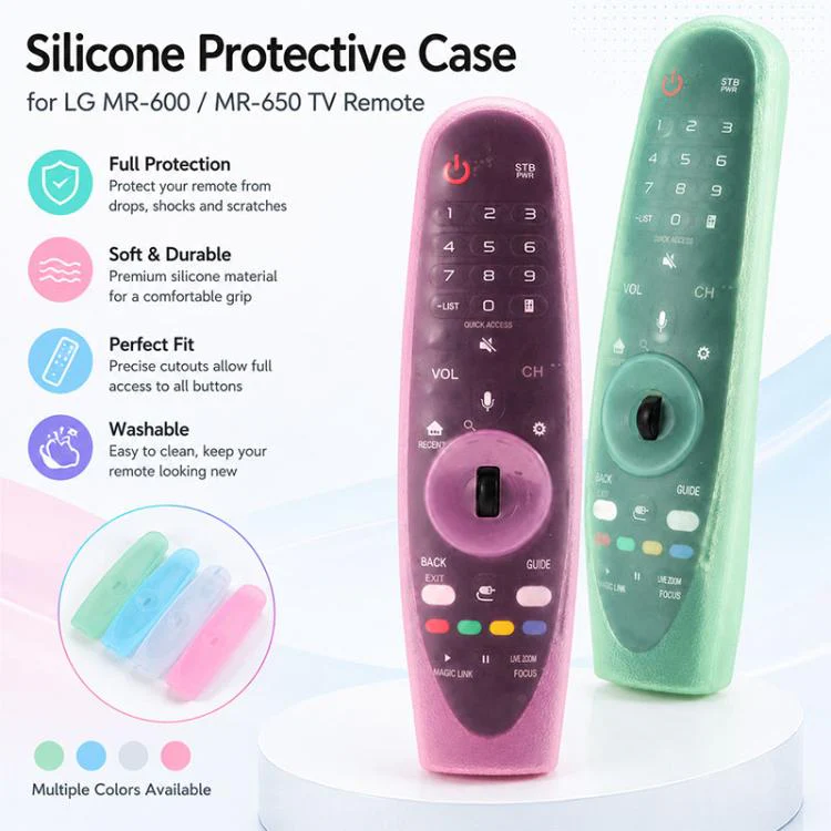 For LG MR600 / MR650 Magic Remote XDcase 4pcs Soft Silicone Jelly Protective Case(Transparent Orchid) - Image 3