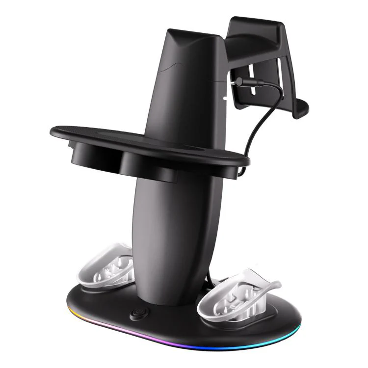 For Meta Quest 2 / 3 / 3S WG68 RGB Lighting VR Fast Charging Display Stand, US Plug(Black) - Image 2