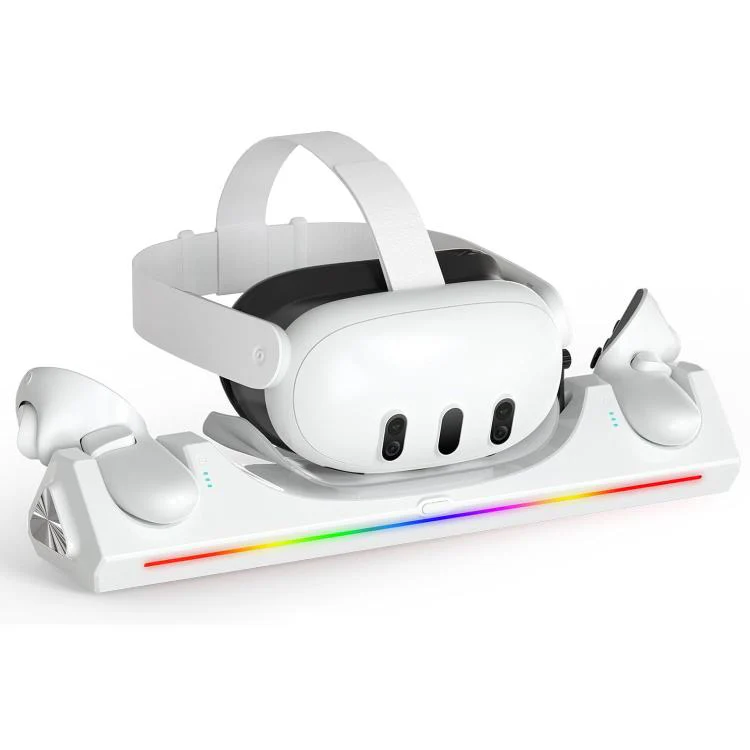 For Meta Quest 3 / 3S WG39 VR Headset & Controller Magnetic Charging Dock, US Plug(White)