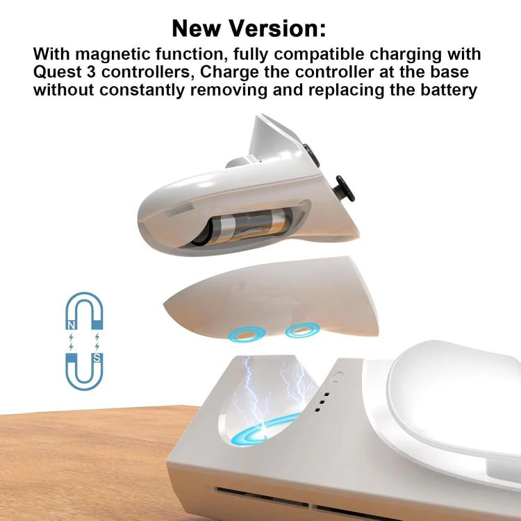 For Meta Quest 3 / 3S WG39 VR Headset & Controller Magnetic Charging Dock, US Plug(White) - Image 3