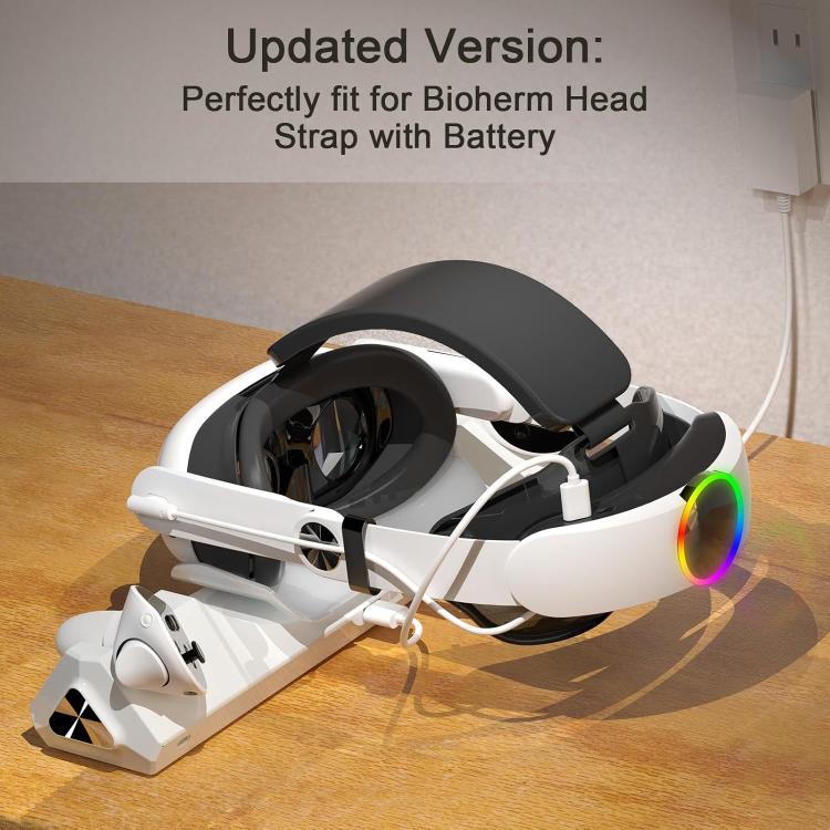 For Meta Quest 3 / 3S WG39 VR Headset & Controller Magnetic Charging Dock, US Plug(White) - Image 4