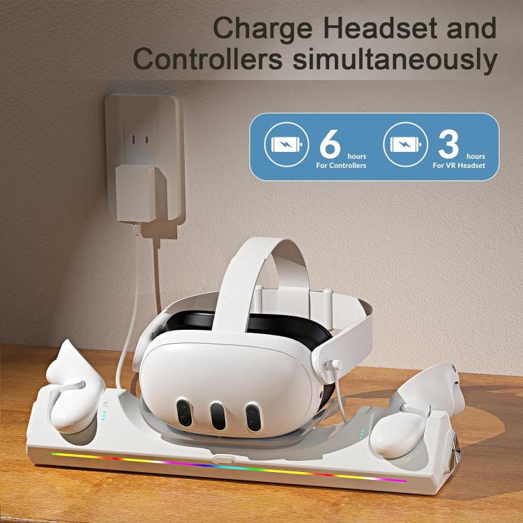 For Meta Quest 3 / 3S WG39 VR Headset & Controller Magnetic Charging Dock, US Plug(White) - Image 6