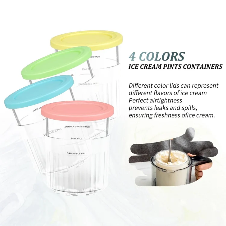 For Ninja Creami Deluxe NC500 / NC501 4pcs /Set 24Oz Ice Cream Containers - Image 4