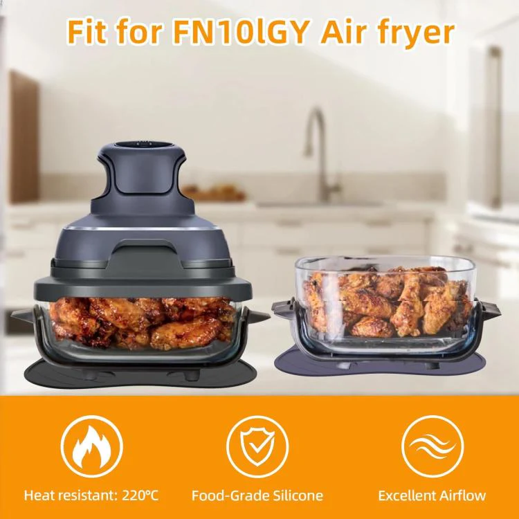 For Ninja FN101GY Crispi Air Fryer Lid Rest Heat Resistant Mat Non-Slip Silicone Pad Protects Countertops from Hot Oil & Steam(Gray) - Image 3