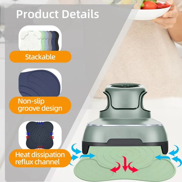 For Ninja FN101GY Crispi Air Fryer Lid Rest Heat Resistant Mat Non-Slip Silicone Pad Protects Countertops from Hot Oil & Steam(Light Blue) - Image 5