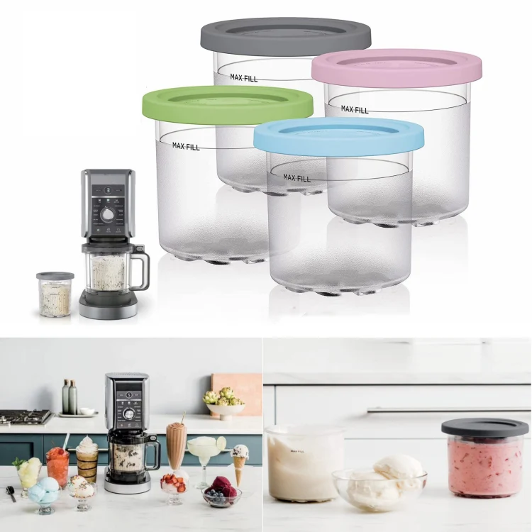 For Ninja NC299AMZ NC300 Ice Cream Storage Containers with Lids, Speci: 2 Cups+Spoon - Image 2
