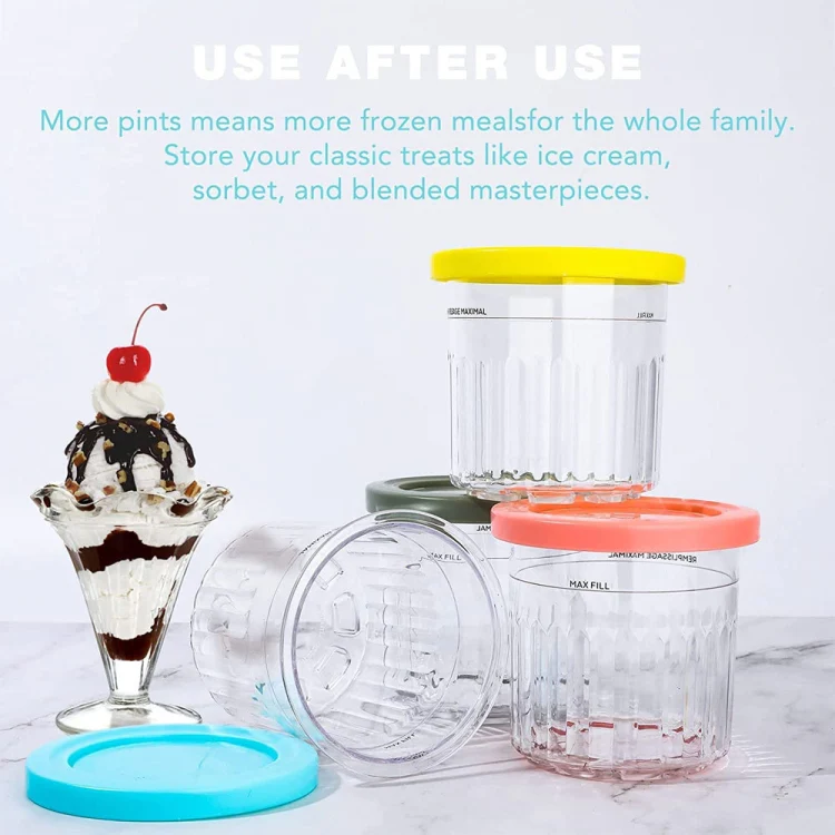 For Ninja NC299AMZ NC300s 4pcs/Set Ice Cream Storage Containers with Lids - Image 2