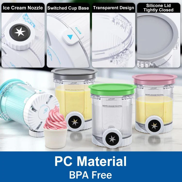 For Ninja NC700 / NC701 Ice Cream Maker 4pcs /Pack Replacement Ice Cream Cups Storage Tanks B Type - Image 5