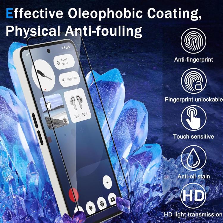 For Nothing Phone 2a 25pcs High-Aluminum Full-Coverage Anti-Fingerprint Screen-Printed HD Tempered Glass Film - Image 2