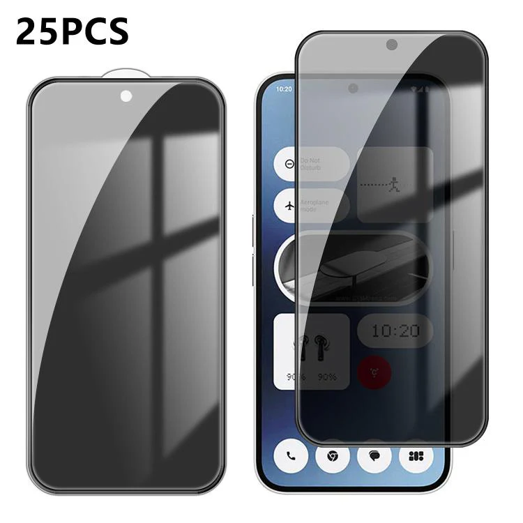 For Nothing Phone 2a 25pcs High-Aluminum Full-Coverage Anti-Fingerprint Screen-Printed Privacy Tempered Glass Film