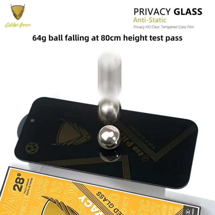 For Nothing Phone 3a Pro 10pcs OG Golden Armor Anti-Static High-Aluminium Screen-Printed Privacy Tempered Glass Film - Image 4