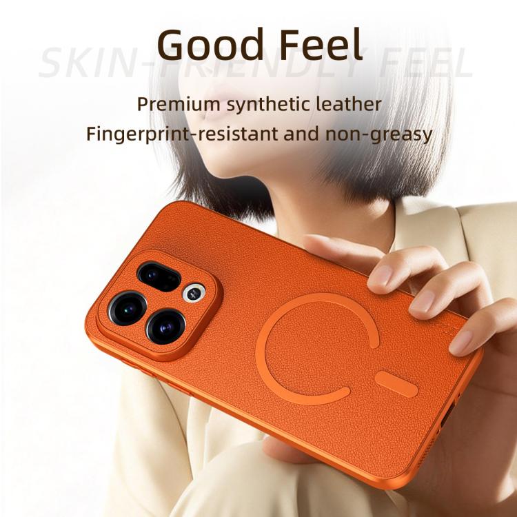 For OPPO Find X9 Goatskin Vegan Leather Magnetic Phone Case(Black) - Image 5