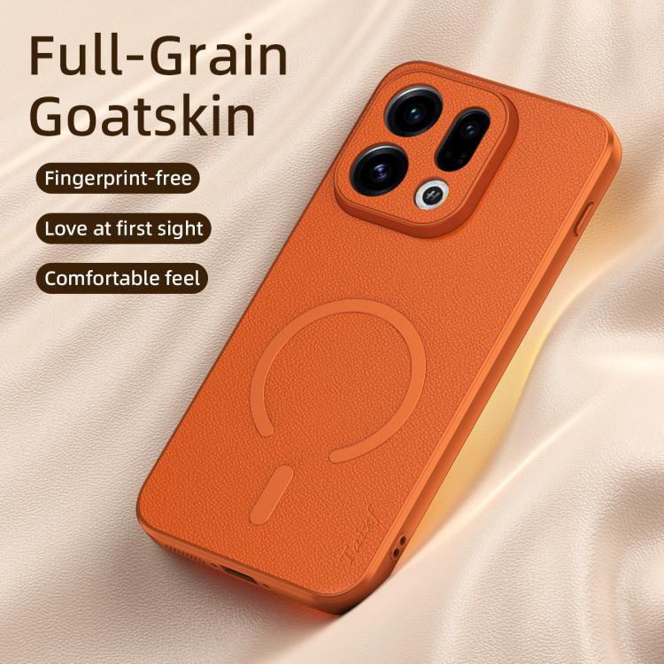 For OPPO Find X9 Goatskin Vegan Leather Magnetic Phone Case(Blue) - Image 4