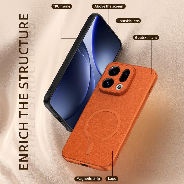 For OPPO Find X9 Goatskin Vegan Leather Magnetic Phone Case(Blue) - Image 7