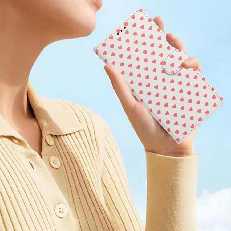 For OPPO Find X9 Hearts Pattern Buckle Vegan Leather Phone Case with Strap(Beige Hearts) - Image 8
