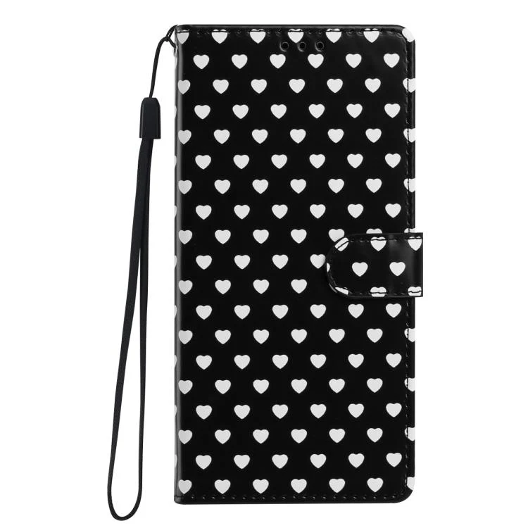 For OPPO Find X9 Hearts Pattern Buckle Vegan Leather Phone Case with Strap(Black Hearts) - Image 2