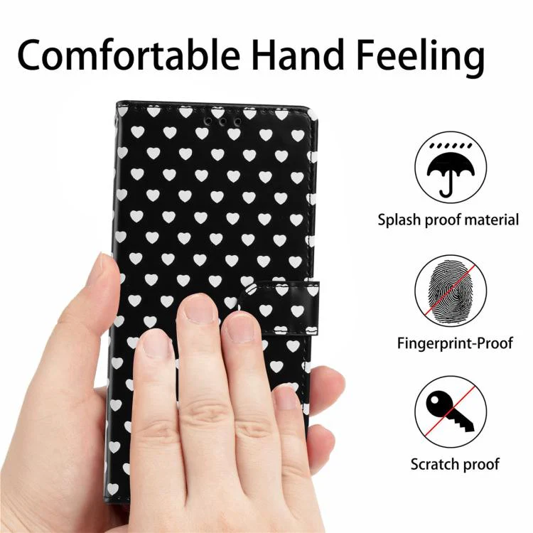 For OPPO Find X9 Hearts Pattern Buckle Vegan Leather Phone Case with Strap(Black Hearts) - Image 7